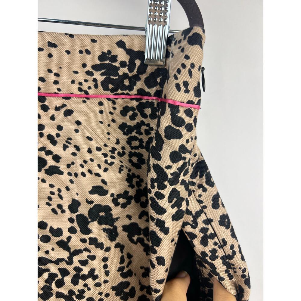 J.Crew Linen Lyocell Animal Print Shorts Tan Black Pink Trim High Rise Size 12 - Picture 5 of 12